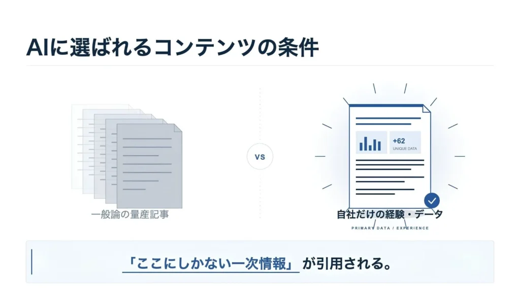 AIに選ばれるコンテンツ（コモディティ化からの脱却）